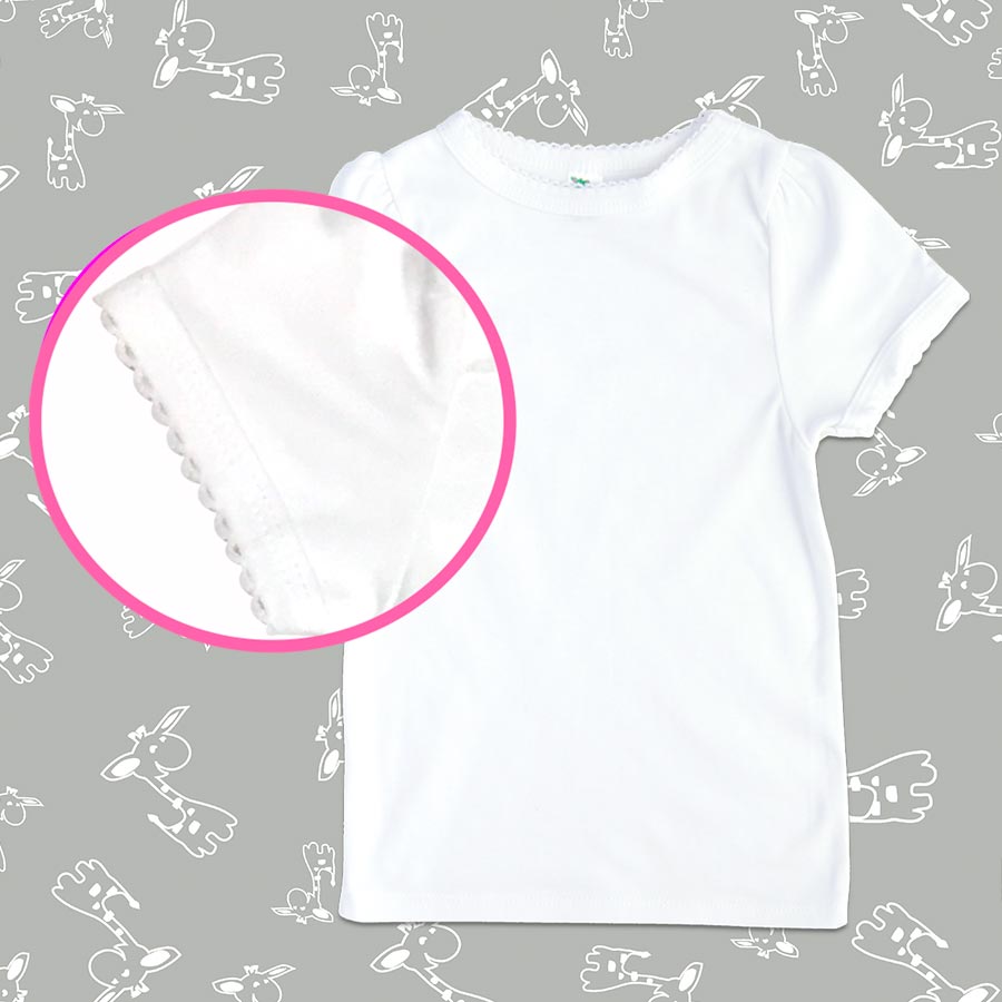 Toddler T-Shirt with Scallop Trim - White - LG3555W - Baby Socks - LG4911W - The Laughing Giraffe®