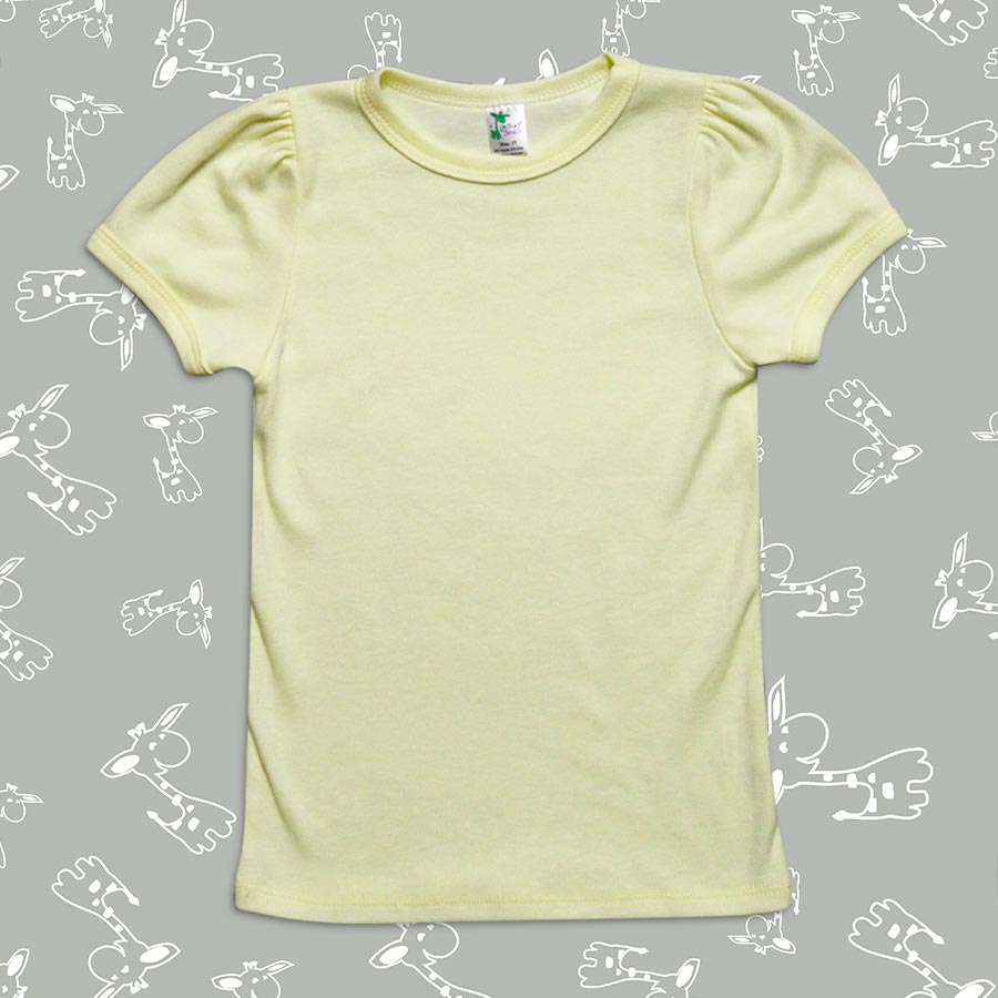 Girls Puff Sleeve - Yellow - Polycotton Blend - LG3557P - The Laughing Giraffe®